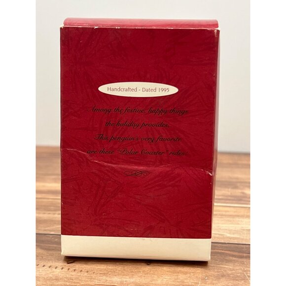 1995 HALLMARK KEEPSAKE ORNAMENT QX6117 POLAR COASTER BEAR PENGUIN ON SLED - Picture 2 of 10